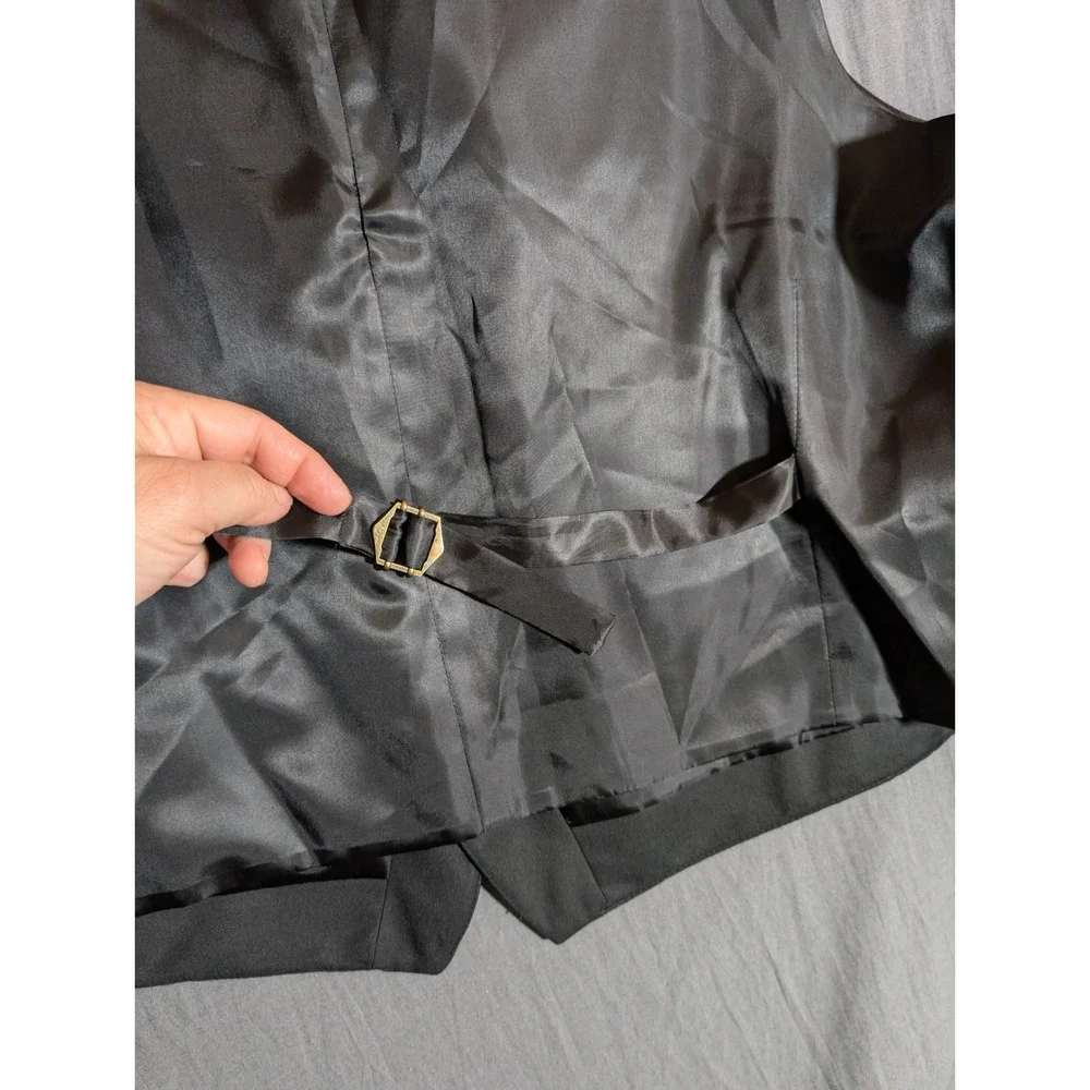 Mens Black Formal Dress Vest Waistcoat Suit Groomsmen Wedding maybe XL?‎